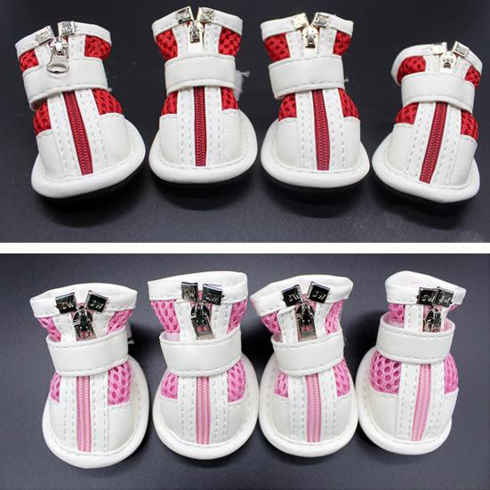 Pet Puppy Teddy Mesh Dragkedja Sneakers Andas Magic Tape Stängning Cat Dog Skor