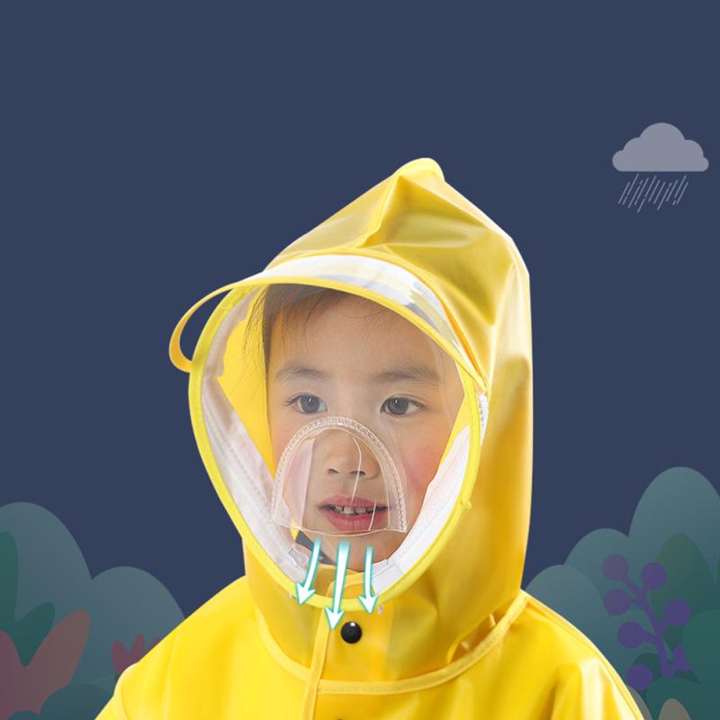 Kinder Regenmantel Niedlicher Cartoon-Druck Poncho Mit Abnehmbarer Wasserdichter Schutzmaske Für Jungen Mädchen