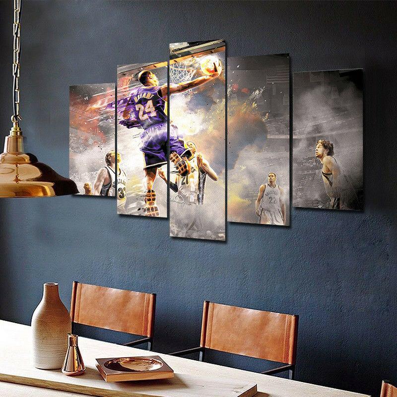 Abstract Kobe 24 Basketball Poster 5 Panel Canvas Picture Print Wall Art Canvas Painting Wall Decor for Living Room No Framed