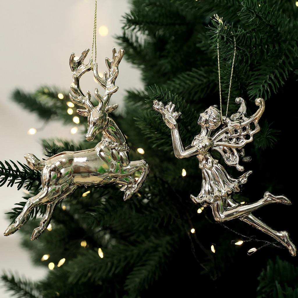 Christmas Tree Decor Ornaments With Gold Snowflake And Reindeer For Holiday Festivities