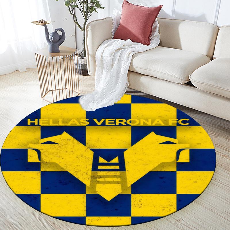 Hellas Verona FC pattern round rug,Carpet Rug for Living Room Bedroom Playroom ,Non-slip Floor Mat,Holiday Gifts and Birthday Gifts.
