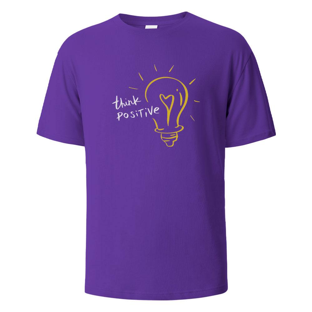 Think Positive Print TShirt Summer Tees For Men Women 100 Cotton Oneck Oversize Casual Short sleeved Tops