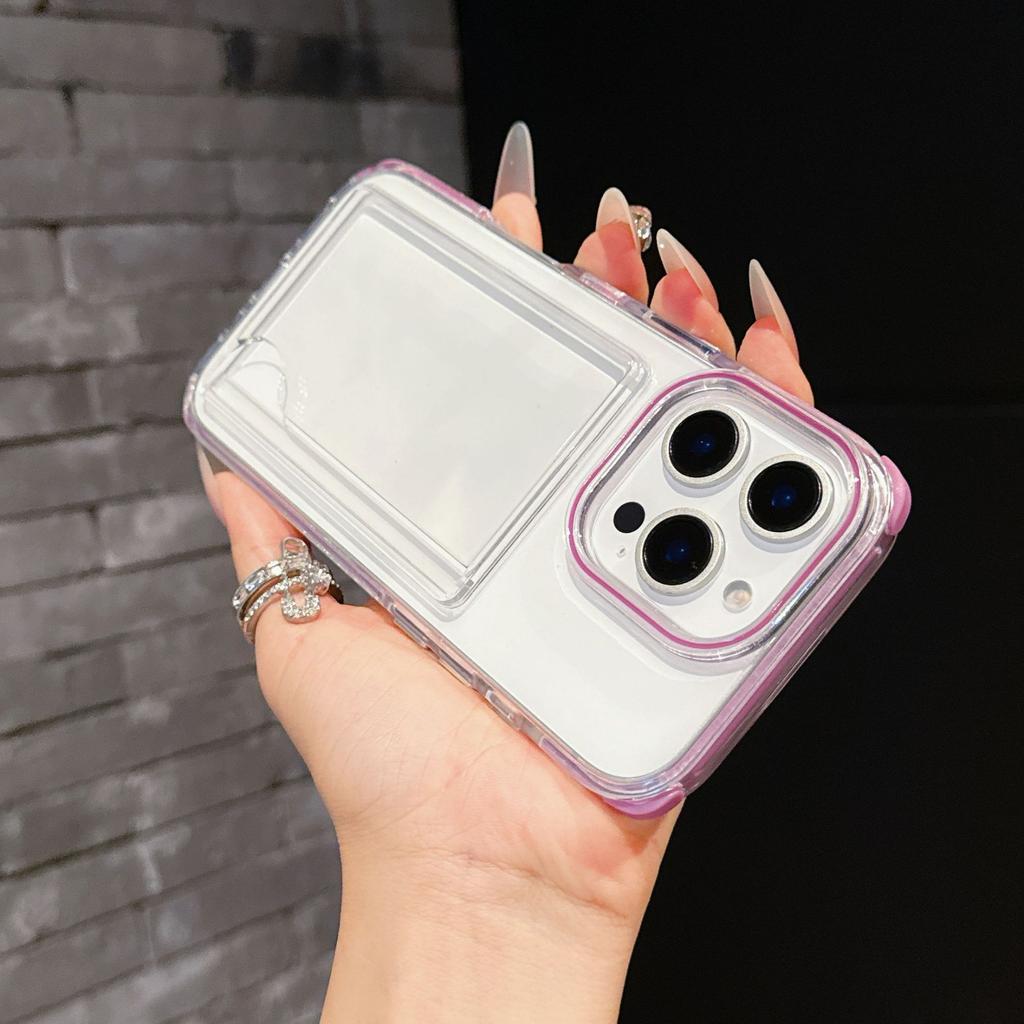 Candy Acrylic Rainbow Card Bag Suitable for Iphone16 Mobile Phone Case Four Corners Anti Fall 15 Transparent Card 14 Anti-fall