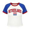 Women’s Casual V Neck Short Sleeve Pullover T Shirt with Canada Letter Print for Football Supporter Outfits