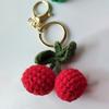 Cute Fruit Series Crochet Keychain Handmaking Knitted Strawberry Keyrings Cute Cherry Keyrings For Bag Pendant Custom Accessory