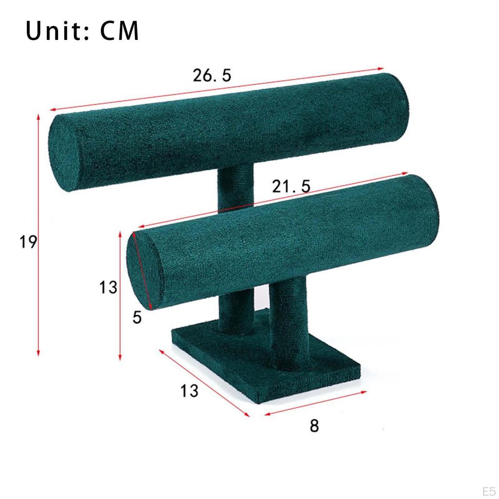 Bracelet Display Stand Bangle Organizer, Burlap Bar 2 Tier Jewelry for Storage Store