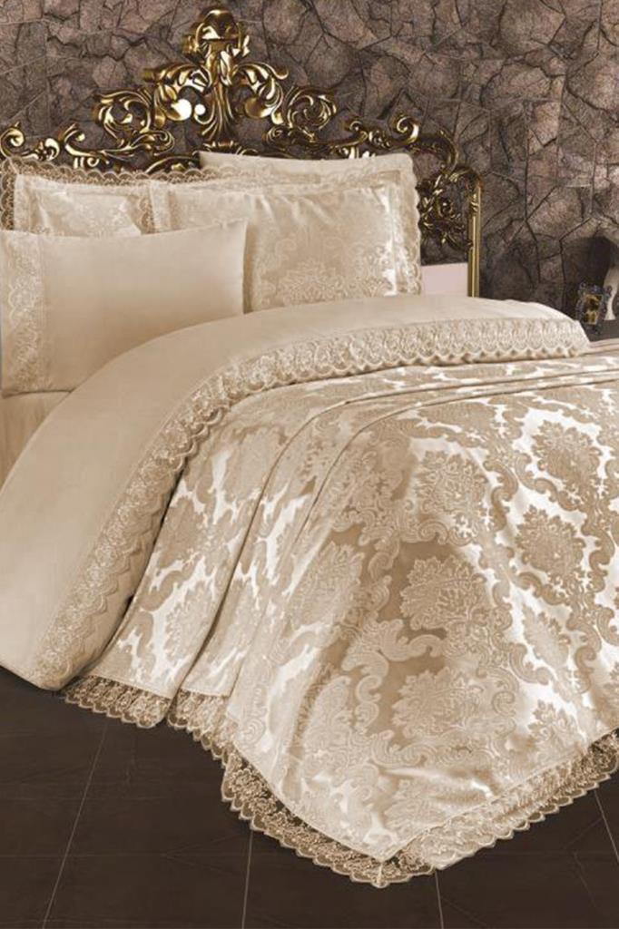French Lace Lalezar Bridal Set 7 Pieces Cappucino