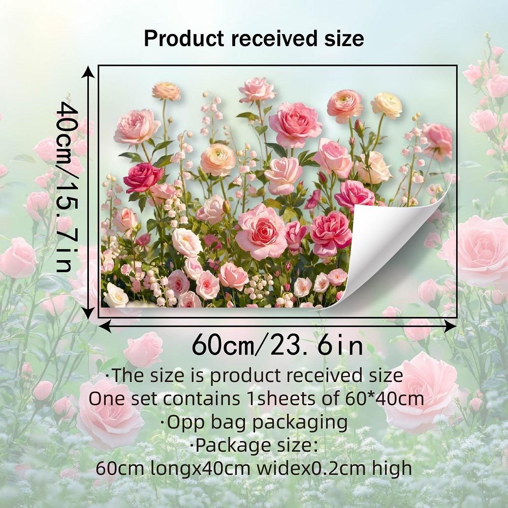 

Minimalist Watercolor Multicolor Rose Bush Static Cling Window Sticker for Store Window Background Decor 40x60cm разноцветный