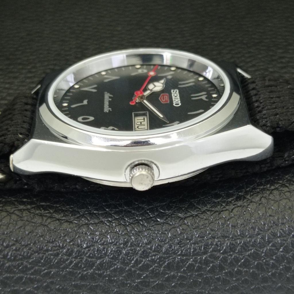 AUTOMATIC VINTAGE REFURBISHED SEIKO 5 JAPAN 6309A MENS BLACK WATCH a441338-5 Sk-a441338