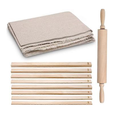 12 Pcs Pottery Tools 1 Wood Rolling Pin 1 Pottery Wedging Board/Linen Tablecloth and 10 Pcs 5 Size Less