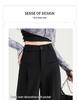 Petite Women's High Waist Loose Straight Leg Pants - Spring/Autumn Grey Suit