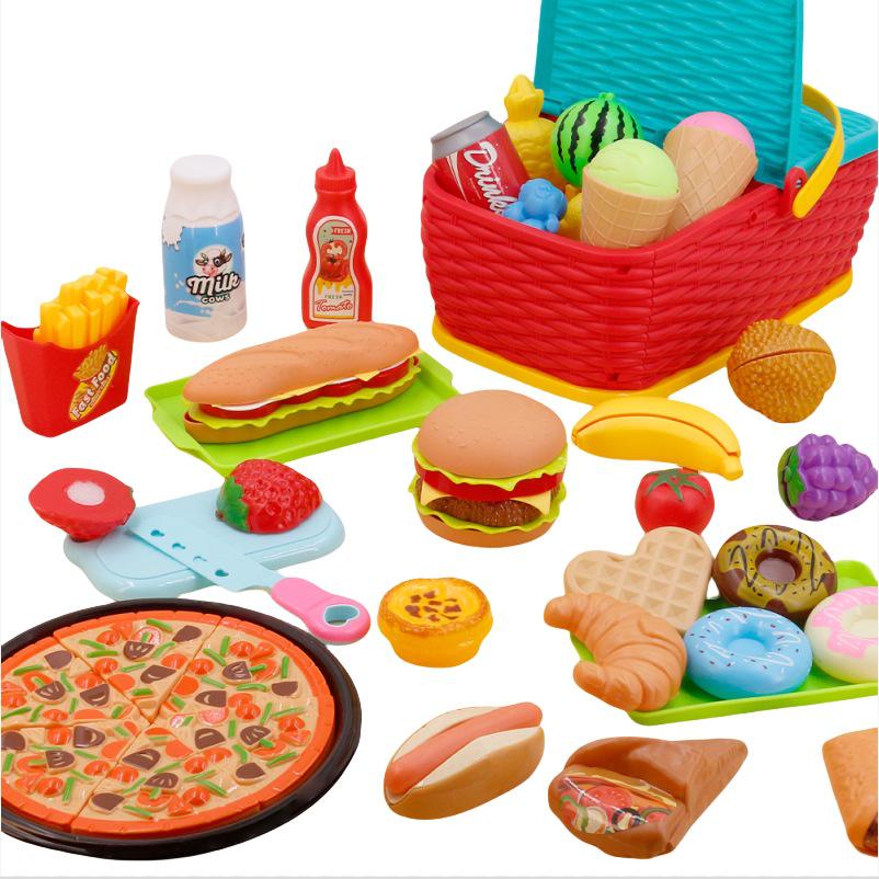 

Kids Picnic Basket Pretend Play Set: Outdoor Parent-Child Interaction Toy Gift