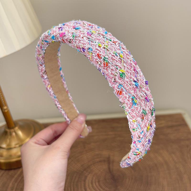 Faixa de Cabelo Rosa Retro com Coroa Alta Antiderrapante para Meninas - Coleção Verão 2024