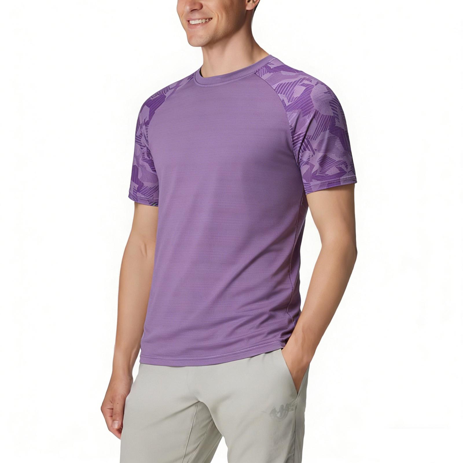 

Men s Summer Skinny Ice Silk Breathable Round Neck Quick-drying Clothing Casual Sports T-shirt Tops XXXL фіолетовий