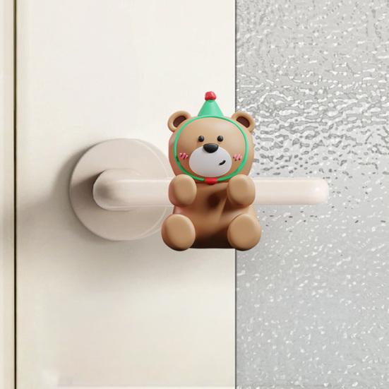 Cartoon Bear Door Bumper Adhesive Free Door Handle Stopper Wall Protector Soft Shock Absorbing Door Stops Anti-collision Pad Decorative Cushion