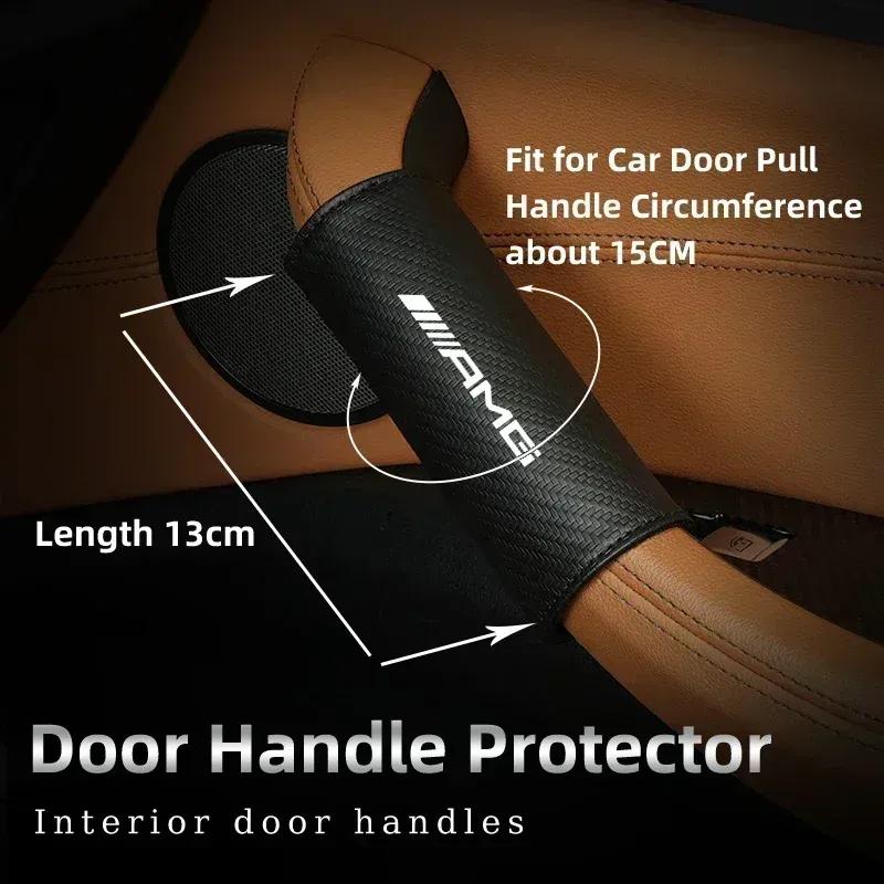 2PCS Car Door Inner Handle PU Leather Non-slip Protective Case For Mercedes Benz AMG W204 W205 W203 W211 W201 W210 W108 W124