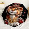 Lion Cub With Bow 8-Frame for Travel, camping, Casual Lightweight Portable Umbrella, Essential for every family Holidays Birthday Gift