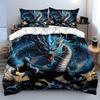 Blue Roaring Dragon In Action Print Bedding Set 1 Duvet Cover 2 Pillowcases For Adult And Children Luxury Gift Full Size