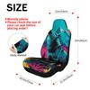 2pcs Retro Wolf Mountain Moon Pattern Car Seat Covers | Universal Fit For Front Seats, Polyester Fiber, Woven, Machine Washable,