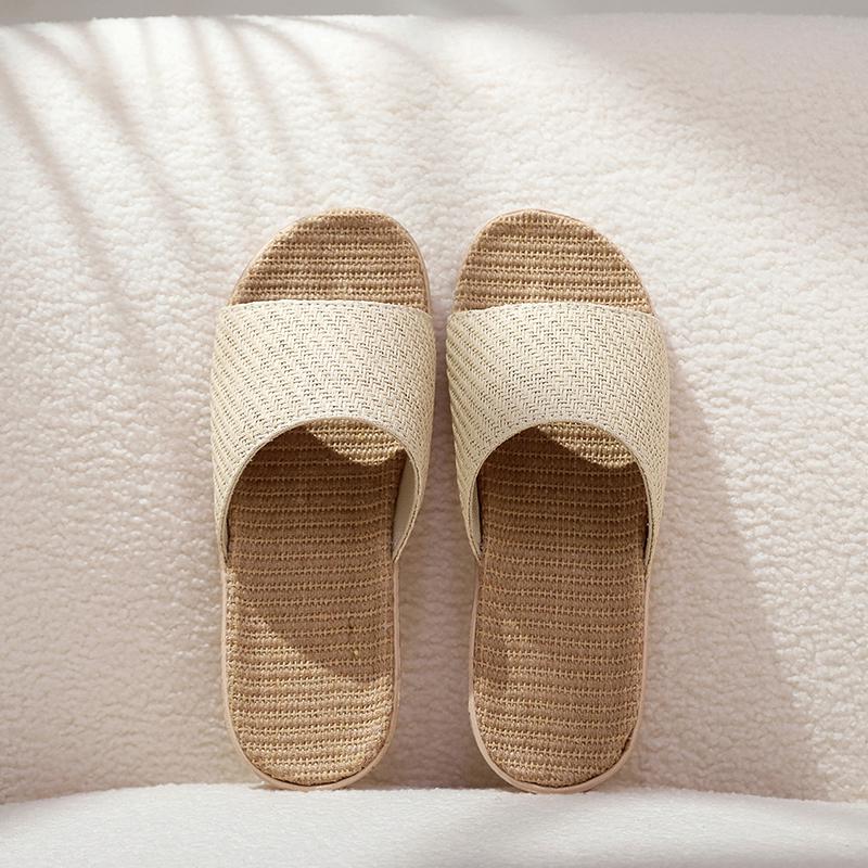 Four Seasons Unisex Breathable Linen Slippers - Sweat-Absorbent, Odorless, Silent On Wood Floors