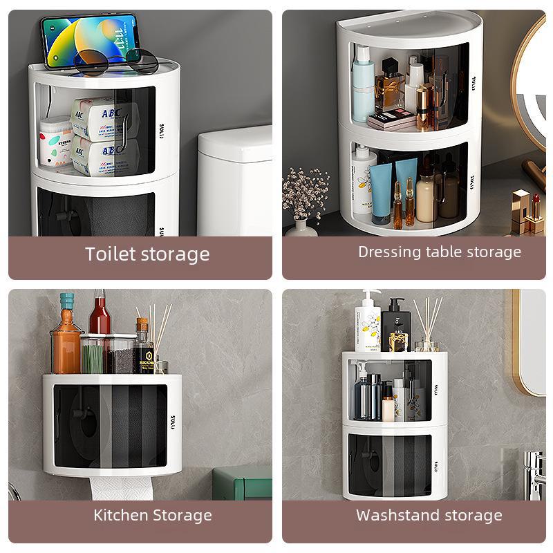 Vanntett veggmontert toalettpapirholder med stansfri oppbevaring