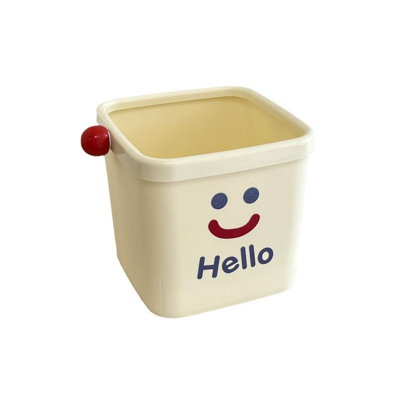 Mini Cute Desktop Trash Can with Lid Ring for Dorm, Living Room, or Office