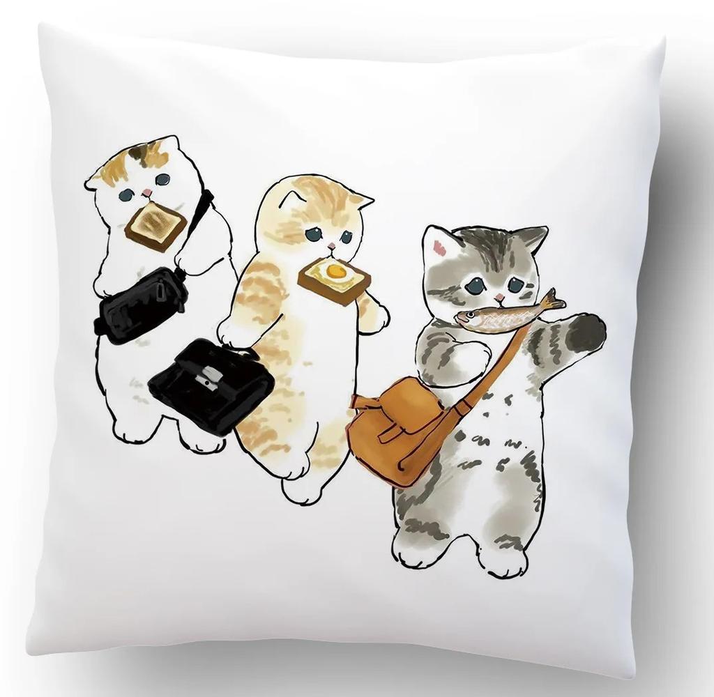 Cartoon Cat Decorative Pattern Pillowcase Office Living Room Home Pillowcase Car Ornaments
