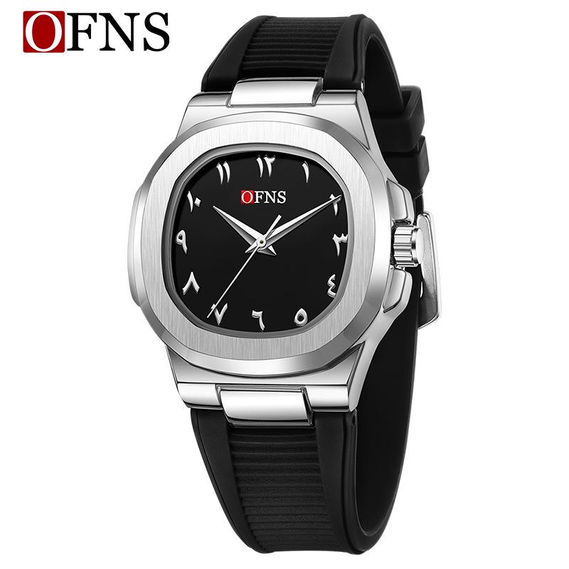 

OFNS Men s Fashion Quartz Watch - Waterproof, Arabic Numerals, Steel Band, Square Face for Business and Commute