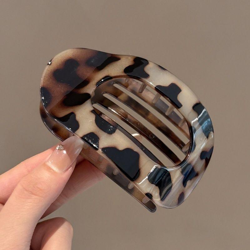 Presilha de Cabelo Oval da Moda para Mulheres Novo Design Leopardo Fosco Curvado Plano Modelador Barretes Acessórios de Cabelo