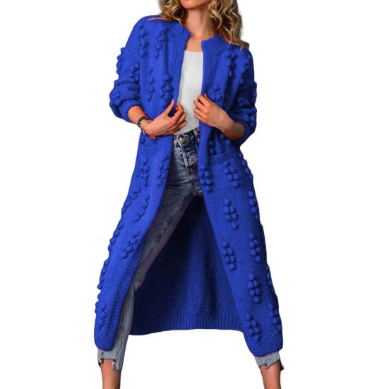 Knitted Coat Jacquard Decor Coldproof Skin-Touch Solid Color Long Sweater Knit Overcoat Female Knitwear Daily Wear