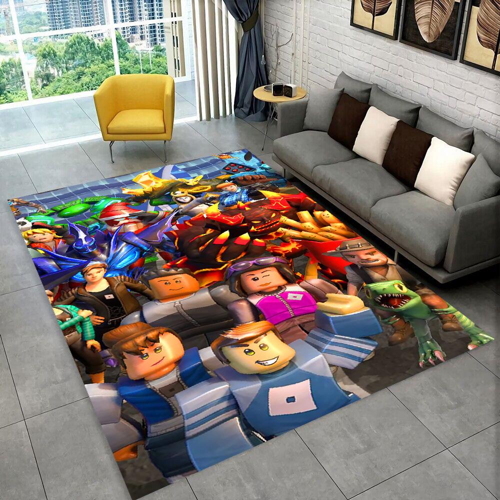 3D Cartoon R-Robloxs Game Carpet Rug for Playroom Bedroom Living Room Sofa Home Doormat Decor, Area Rug Non-slip Floor Mat Gift