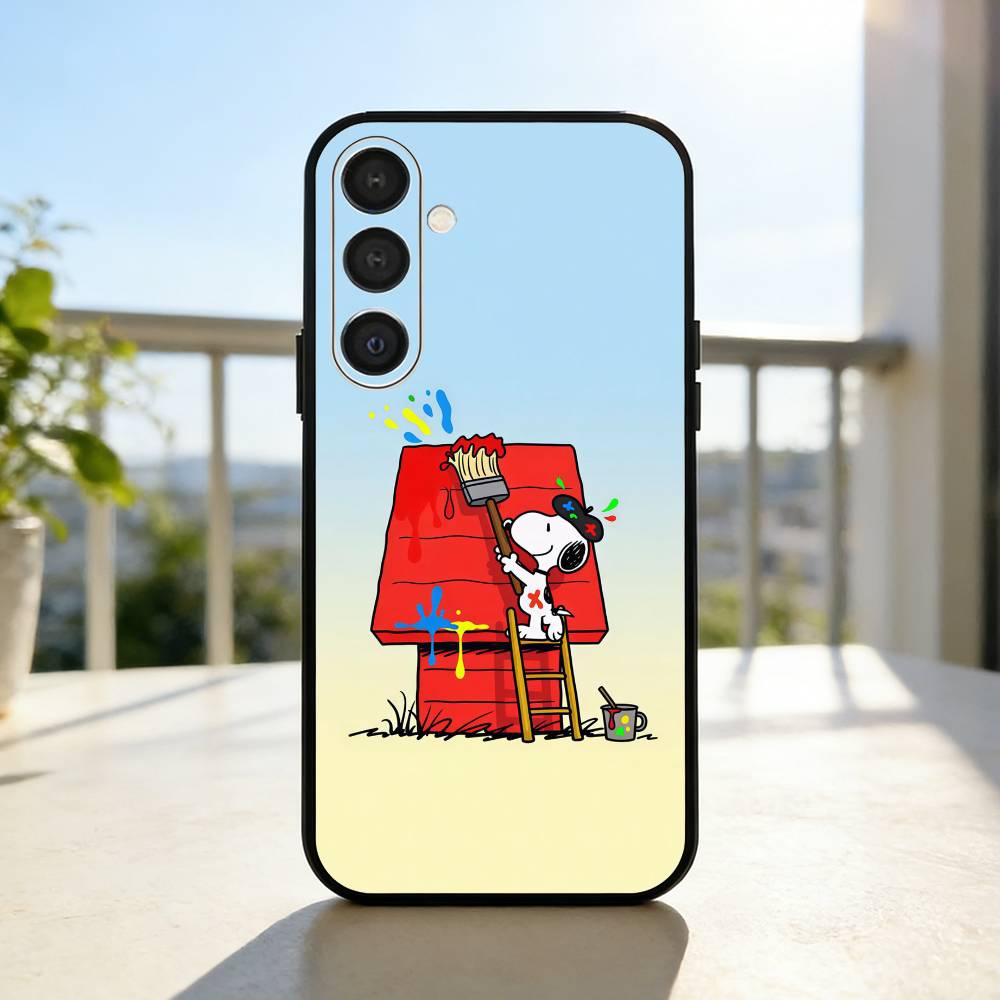 Cute S-Snoopy D-Dog Phone Case For Samsung A73,72,71,A52,51,40,41,A22,A32,31,A13, Soft Black Shell