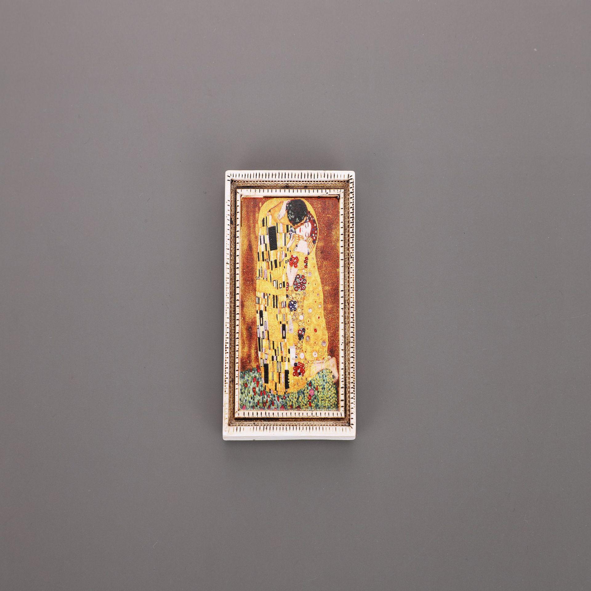 

Three-Dimensional Van Gogh Resin Fridge Magnet Photo Frame with Oil Painting Design