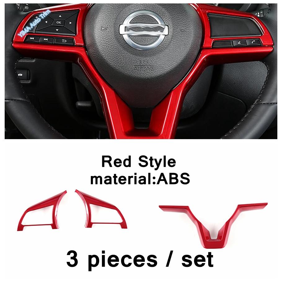 Auto Steering Wheel Button Sticker Cover Trim ABS For Nissan Rogue T32 / X-Trail 2017 -  Red / Carbon Fiber Look Accessories