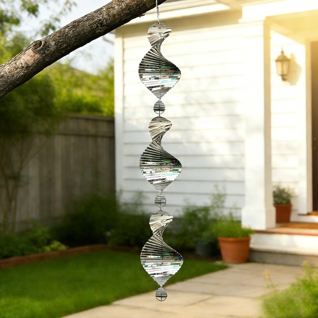 Repellent Wind Spinner Metal Wind Chime Stainless Steel Bird Deterrent Wind Spinner For Outdoor Garden Decor 3d Spiral For Yard