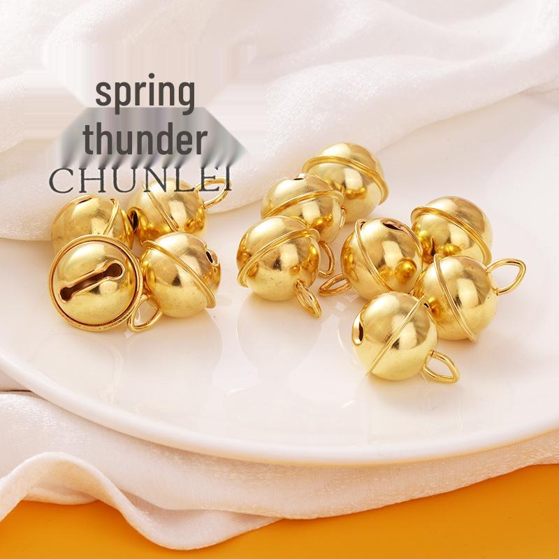 Breloque Clochette Bouche de Tigre Dorée Plaqué 22mm pour Ornements de Noël et Pendentifs de Sacs.