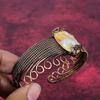 Maligano Jasper Gemstone Bangle Copper Wire Wrapped Adjustable Cuff Bracelet