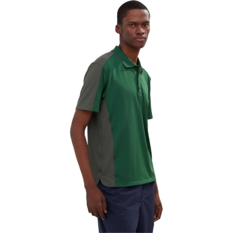 UNIQLO Color Block Casual Short Sleeve Polo Shirt Men tops Green 465862-55
