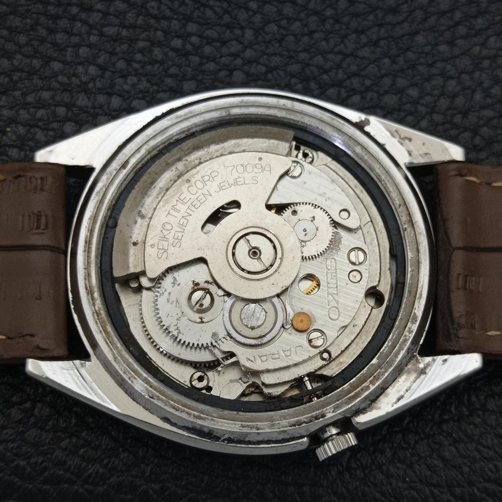 JAPAN 7009A VINTAGE SEIKO 5 AUTOMATIC MENS RED COLOR DIAL WATCH a701364-5 R206a-a701364