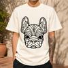 2026 Neues reines Baumwoll-T-Shirt mit geometrischem französischen Bulldoggenkopf-Aufdruck Unisex Einfaches Rundhals-Oberteil Lässiges Kurzarm