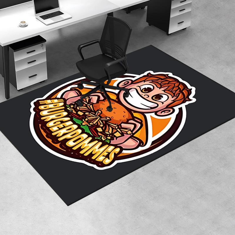 Burger, Pommies, Happy Office Carpet Soft Polyester Entrance Carpet Washable Non slip Machine Washab