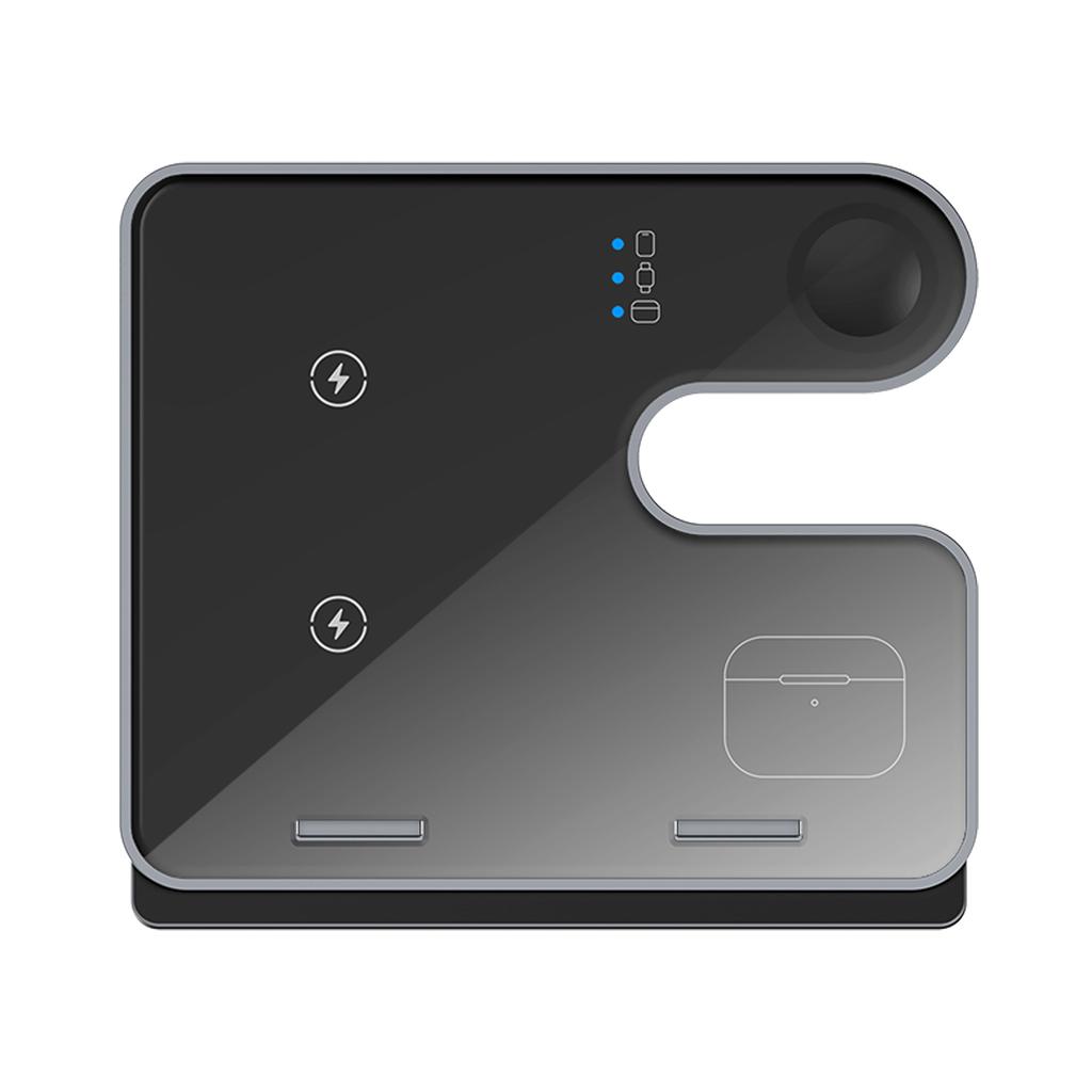 Q10C 3-in-1 15W Wireless Charger Phone Watch Earphone Charging Stand with Removable Bracket