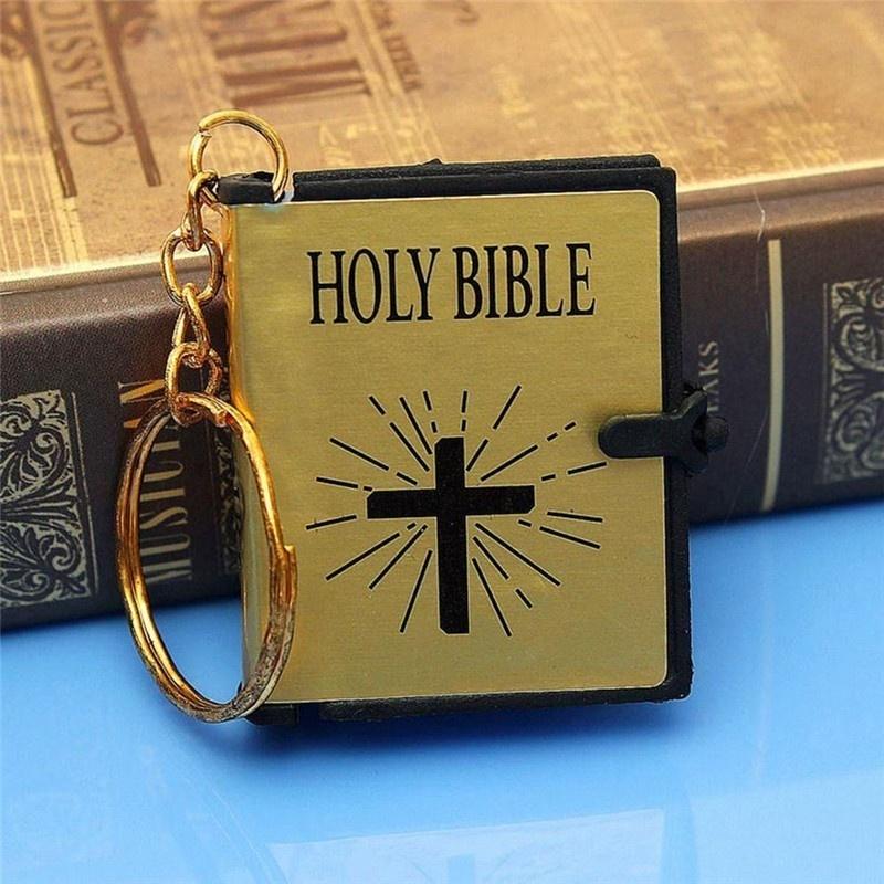 Mini engelsk HOLY BIBLE Nøkkelringer Religious Christian Jesus Nøkkelringer