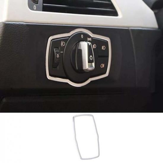 04-10 Inner Headlight Switch Control Cover Trim For BMW 5 Series Silver Aluminum