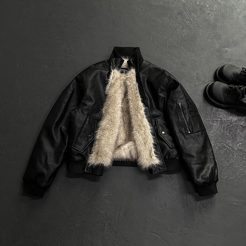 Men's Retro Pilot Leather Jacket: Mountain Eagle Cotton Winter Parka