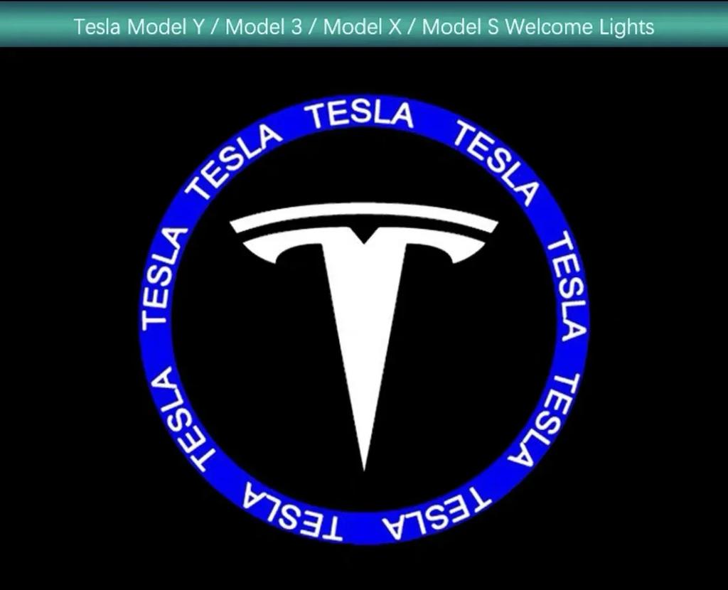 Car Sticker 2025 New Tesla 2/4pcs for Tesla Model Y 3 S X Door LED Logo Projector Puddle Light Super Bright Welcome Light Laser
