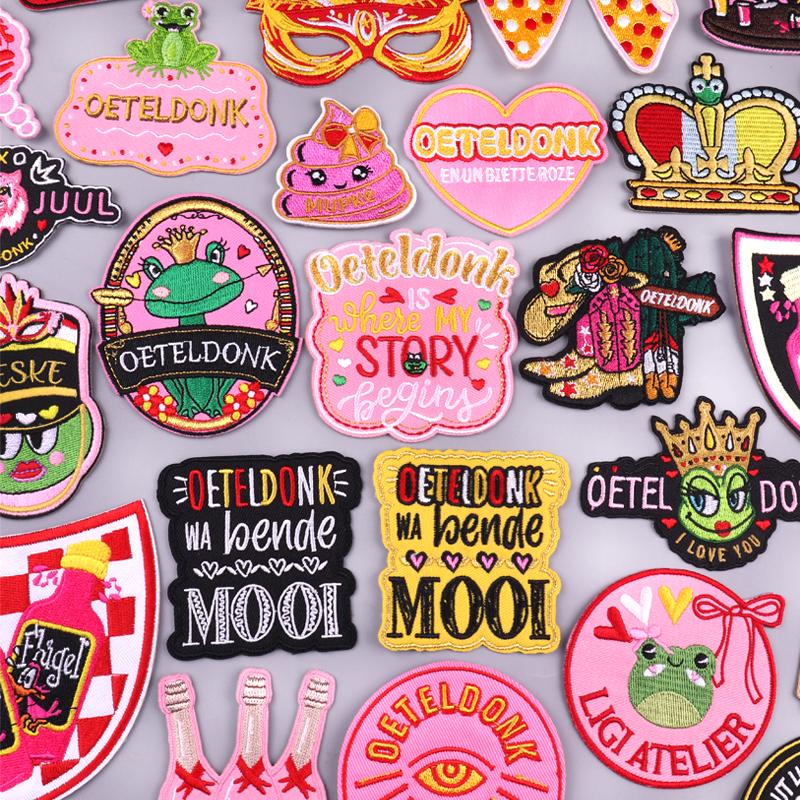 Niederlande Oeteldonk Wappen Karneval Aufnäher Gestickte Aufnäher Für Kleidung DIY Frosch Karneval Aufbügelbilder Feier Geschenke