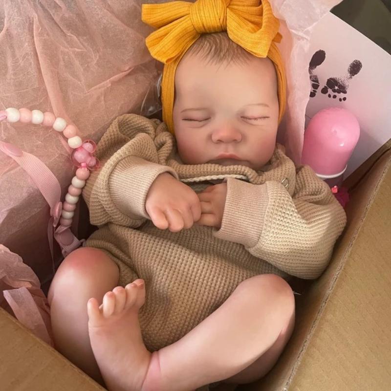 19 Inch Reborn Baby Dolls Soft Cloth or Full Vinyl Body Finished Levi Sleeping Newborn Babies Doll 3D Painted Skin Visible Veins Collectible Art Dolls
