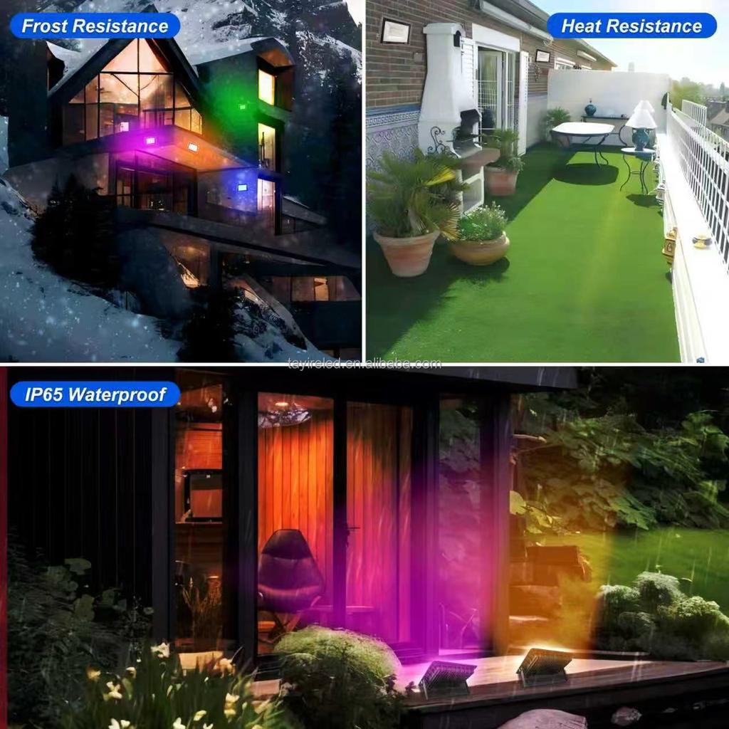 RGBCCT Floodlight 50W 100W IP66 Outdoor Multicolor APP Tuya AC 100-240V Landscape Spotlight Reflector Garden Party Stage Light