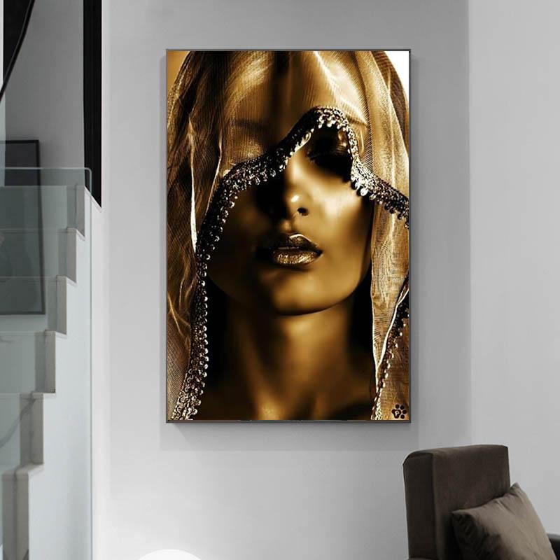 Žena Cover Face Plakáty a tisky Luxusní malba na plátno Moderní portrét nástěnné umění do obývacího pokoje Dívka Home Decor Bez rámu